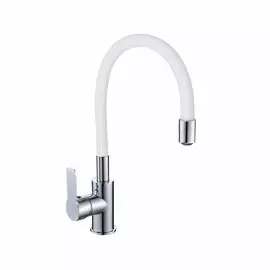 Смеситель для кухни, Gota Rocio, Santa-Barbara, гибкий излив, с картриджем, белый, 302531-GOTA