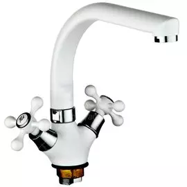 Смеситель для кухни, Эверест, с кран-буксой, белый, B69-657