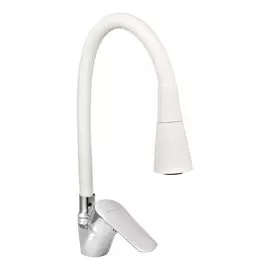 Смеситель для кухни, Juguni, гибкий излив, с картриджем, белый, 0402.147