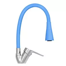Смеситель для кухни, Juguni, гибкий излив, с картриджем, синий, 0402.151