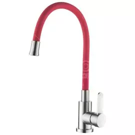 Смеситель для кухни Ledeme L74004-1 с гибким изливом, красный