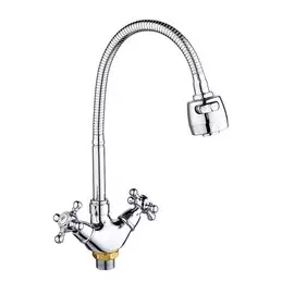 Смеситель для кухни, РМС, гибкий излив, с кран-буксой, хром, SL65-279F