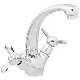 Смеситель для раковины, Rossinka, короткий излив, с кран-буксой, хром, Q02-64