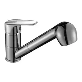 Смеситель для кухни, Rossinka, выдвижной излив, с картриджем, хром, D40-25