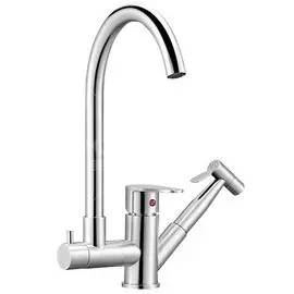 Смеситель для кухни, Solone, выдвижной излив, с картриджем, нержавеющая сталь, JAT18-A094