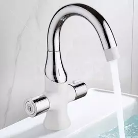 Смеситель для раковины, Gappo, с кран-буксой, белый, G1049