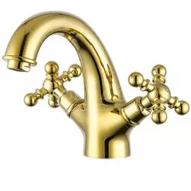 Смеситель для раковины, Gappo, короткий излив, с кран-буксой, золотой, G1089-6