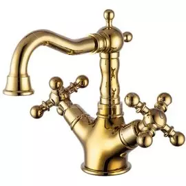 Смеситель для раковины, Gappo, короткий излив, с кран-буксой, золотой, G1389-6