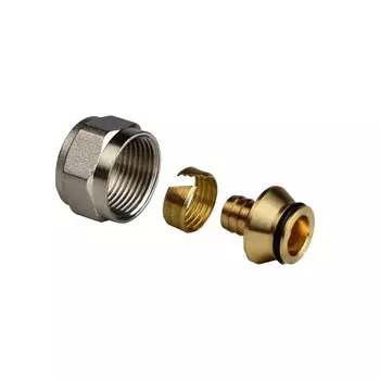 Соединитель 16х2.2х1/2", желтый, латунь, внутренняя резьба, евроконус аксиальный, РосТурПласт