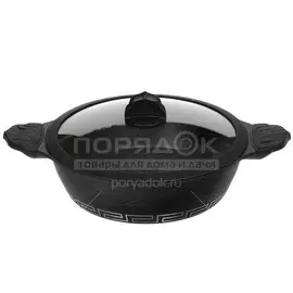 Кастрюля алюминий, антипригарное покрытие, 4.1 л, с крышкой, крышка стекло, Daniks, Meander, KI-SC2828