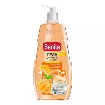 Средство для мытья посуды Sanita, Мандарин и белый чай, 900 мл