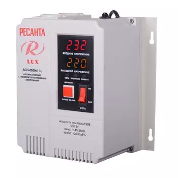 Стабилизатор напряжения Ресанта, Lux, АСН-500Н/1-Ц, 0.5 кВт, 140-260 В, 63/6/39