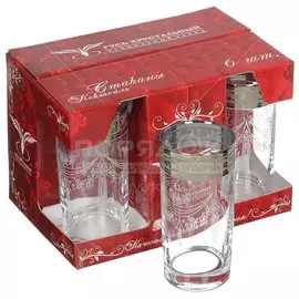 Стакан 290 мл, стекло, 6 шт, Гусь-Хрустальный Стекольный Завод, Русский узор, GE09-402