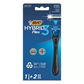 Станок для бритья Bic, Flex3 Hybrid, 3 лезвия, 2 сменные кассеты, 921449
