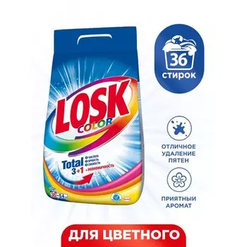 Стиральный порошок Лоск, 5.4 кг, автомат, для цветного белья, Color