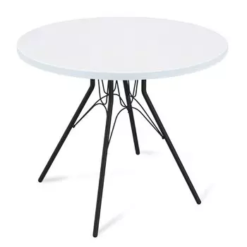 Стол 75.2х80х80 см, металл, МДФ, черный муар/белоснежная шагрень, Sheffilton, SHT-TU34-P/80, SHT-T143