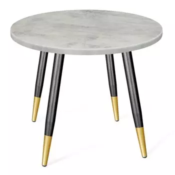 Стол 75.5х80х80 см, металл, МДФ, черный муар/золото/бетон светлый, Sheffilton, SHT-TU14/80, SHT-T49