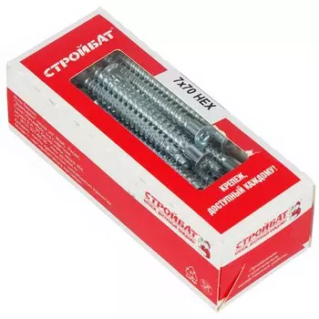 Стяжка шурупная 7.0x70 мм, 40 шт, белый цинк, Стройбат, 084240