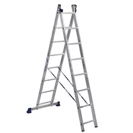 Лестница 2 секции, 8 ступеней, алюминий, 3.1 м, 150 кг, 3.64 м, Alumet, Н25208