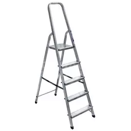 Стремянка 1 секция, 5 ступеней, алюминий, 1.03 м, 150 кг, рифленые ступени, Alumet, AM705