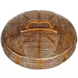 Блюдо керамика, для блинов, круглое, красная глина, с крышкой, Соломка