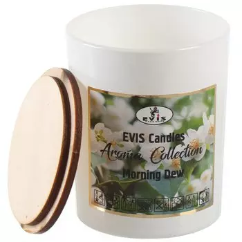 Свеча ароматическая, 9х7.5 см, Evis, Morning Dew, в белом стакане, 24 0110 1021 01 39