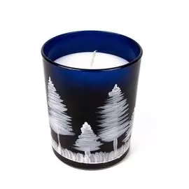 Свеча декоративная, 8.5х7.5 см, синяя, Зимний лес, в стекле, с декором, 350559124915775