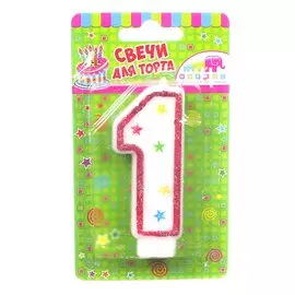 Свеча для торта, 7.6 см, Цифра №1