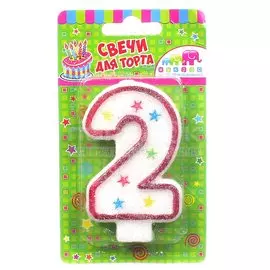 Свеча для торта, 7.6 см, Цифра №2
