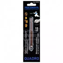 Сверло по керамограниту, керамике и стеклу, Росомаха, диаметр 12 мм, четырехгранник, 721012