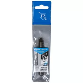 Сверло по стеклу и керамике, Rennbohr, Basic, диаметр 8х70 мм, 2 грани, цилиндрический хвостовик, 676308