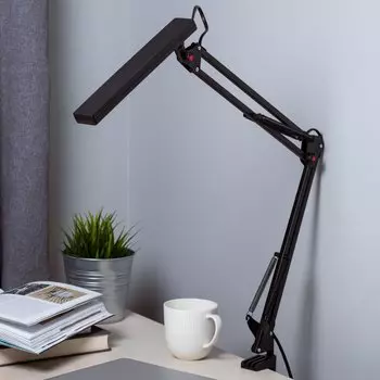 Светильник настольный 8 Вт, черный, Эра, NLED-507-8W-BK, Б0058338, на струбцине