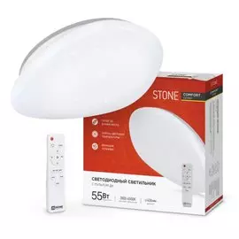 Светильник светодиодный In Home, Comfort Stone, 55 Вт, 3000-6500 К, 4400 Лм, IP40, 45х9 см, с диммером, 230 В, с ДУ, 4690612034591