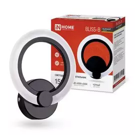 Светильник светодиодный, In Home, Elegant Bliss-15B Step Color, 15 Вт, 3000-6500 К, 1050 Лм, IP40, 20х19х5 см, с диммером, черный, 4690612035352