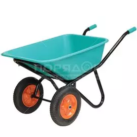 Тачка строительная двухколесная с пластиковым кузовом, 120 л (180 кг)