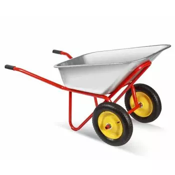 Тачка строительная двухколесная, сталь, 240 кг, 110 л, 0.8 мм, втулка d25 мм, PR 3.25х8, красная, Корона, 32.110.240 Profi PR