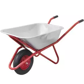 Тачка строительная одноколесная, сталь, 180 кг, 95 л, 0.7 мм, втулка D12 мм, PR 4.00х8, Tsunami, WB 180S