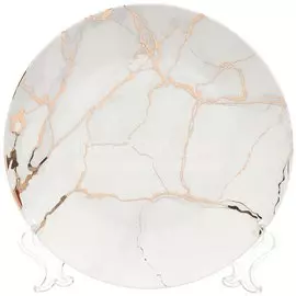Тарелка десертная, керамика, 20 см, круглая, Белый мрамор, Daniks