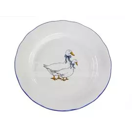 Тарелка обеденная, керамика, 20 см, круглая, Надежда Гуси, Добрушский фарфоровый завод, 9С1662/1Ф34