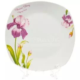 Тарелка обеденная, керамика, 24 см, квадратная, Ирисы, Daniks, 19-141#