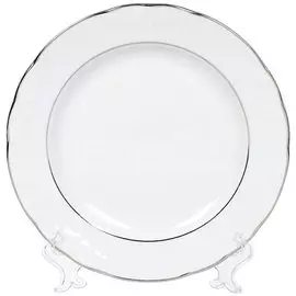 Тарелка обеденная, керамика, 24 см, круглая, Надежда Платиновый, Добрушский фарфоровый завод, 8С1136Ф34