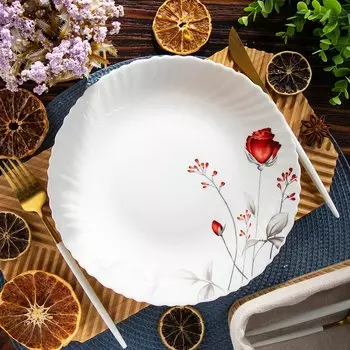 Тарелка обеденная, стеклокерамика, 24 см, круглая, Вероника, Daniks, LHP95/220303