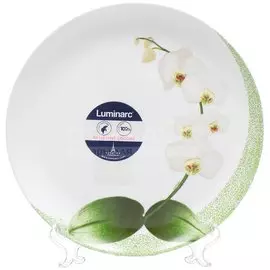Тарелка обеденная, стекло, 27 см, круглая, White Orchid, Luminarc, P6435