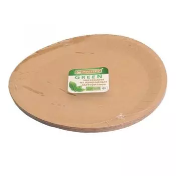 Тарелка одноразовая 12 шт, диаметр 230 мм, крафт, Мистерия, Green, 184970кф