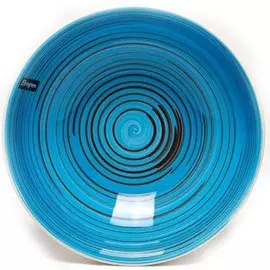 Тарелка суповая, керамика, 18 см, круглая, Аэрография Морской Вечер, Elrington, 139-27013, голубая