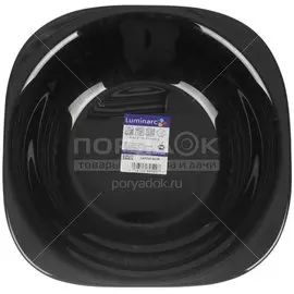 Тарелка суповая, стеклокерамика, 21 см, квадратная, Carine Black, Luminarc, D2374/H3661/L9818, черная