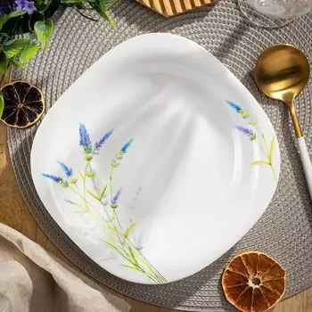 Тарелка суповая, стеклокерамика, 21 см, 675 мл, квадратная, Манифик, Daniks, FFSP90/ 220302