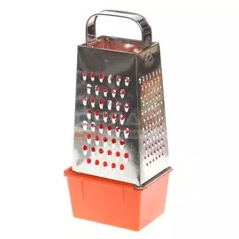 Терка 4 грани, 11х8.5х22 см, металлическая ручка, с контейнером, Кварц, К01.002.02