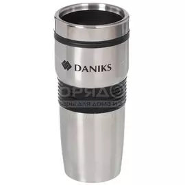 Термокружка нержавеющая сталь, пластик, 0.45 л, Daniks, колба пластик, серебряная, SL-113