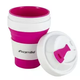 Термокружка силикон, 0.35 л, Kamille, с пластиковой вставкая, 2034
